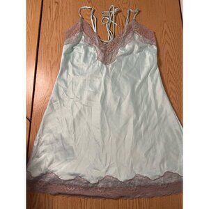 Womens Venus Lacey Silky Satiny Chemise Night Gown Stretchy Baby Blue Medium